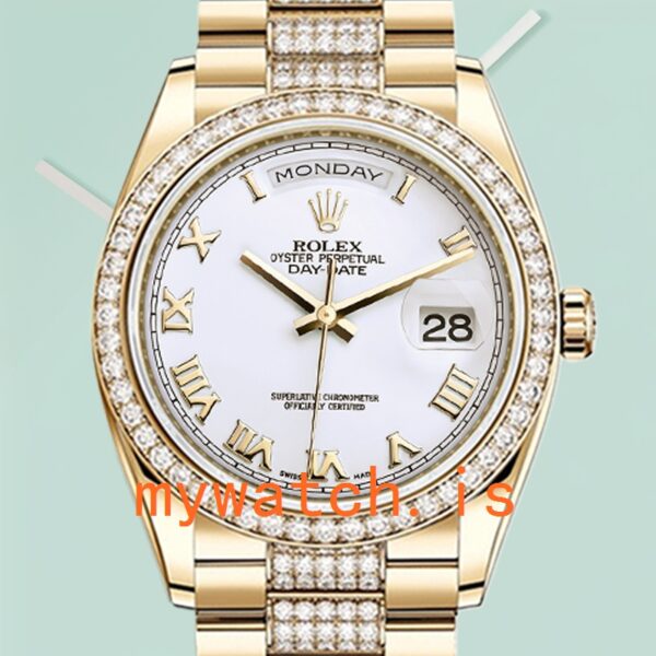 Rolex Day-Date 36mm Mens m118348-0151 Gold-tone White Dial: Genuine vs. Replica